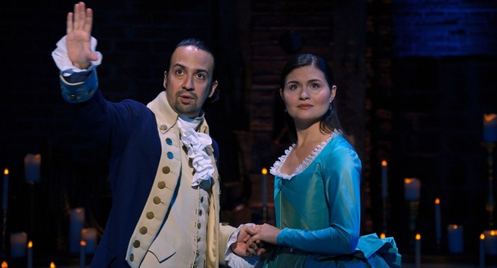 Lin-Manuel Miranda is Alexander Hamilton and Phillipa Soo is Eliza Hamilton in HAMILTON, the filmed version of the original Broadway production.