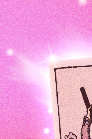 three tarot card together on a pink and red background for August tarot reading