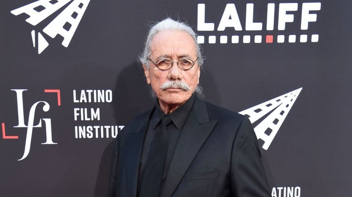 Edward James Olmos arrives at the world premiere of "7th & Union" during the Los Angeles Latino International Film Festival at the TCL Chinese Theatre on Wednesday, June 2, 2021. (Photo by Richard Shotwell/Invision/AP)