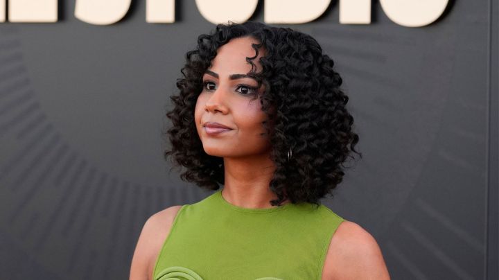 Frida Perez poses at the premiere of the Apple TV+ series "The Studio" on Monday, March 24, 2025, at the Academy Museum of Motion Pictures in Los Angeles. (AP Photo/Chris Pizzello)