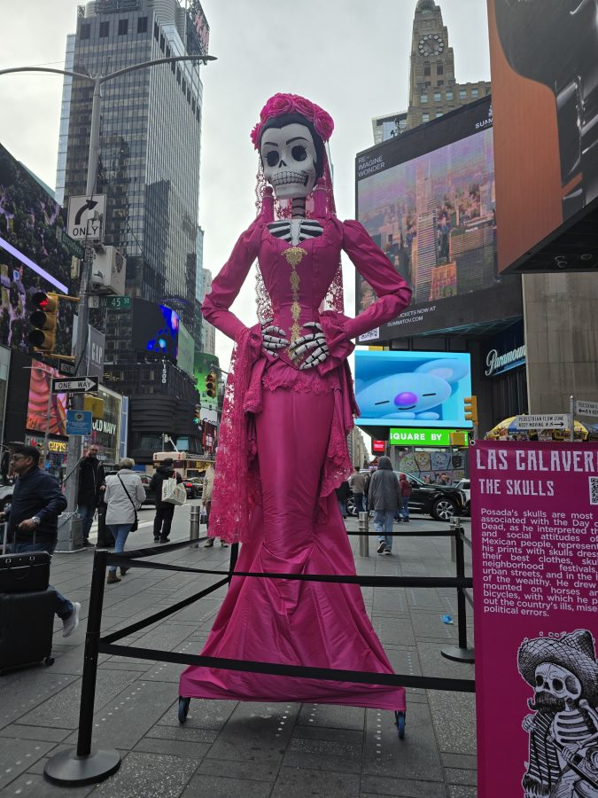 pink catrin in times square