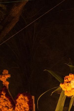 Tzintzuntzan,Michoacan; November 1 2022: Celebration of Day of the Dead with decoration of the cemetery and a candlelight vigil. One of the most important celebration in Mexico and the Lake Patzcuaro