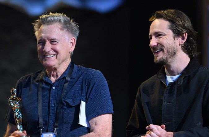 Bill and Lewis Pullman at the 2026 Oscars rehearsal