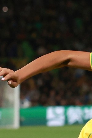 Title: WWCup Jamaica Brazil Soccer Image ID: 23214423145561 Article: Brazil's Marta, right, compete for controls the ball with Jamaica's Tiernny Wiltshire during the Women's World Cup Group F soccer match between Jamaica and Brazil in Melbourne, Australia, Wednesday, Aug. 2, 2023. (AP Photo/Hamish Blair)