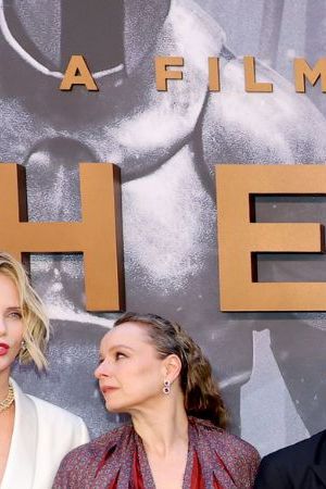 NEW YORK, NEW YORK - JULY 14: (L-R) Charlize Theron, Samantha Morton, John Leguizamo, Tom Holland, Matt Damon, Anne Hathaway, Lupita Nyong'o and Zendaya attend the premiere of "The Odyssey" presented by Universal Pictures on July 14, 2026 in New York City. (Photo by Mike Coppola/Getty Images for Universal Pictures)